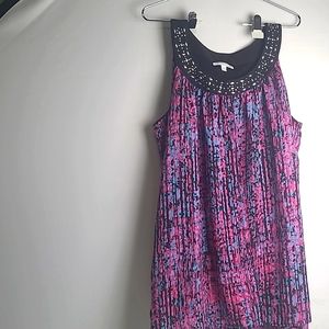 NOTATIONS WOMAN BLACK/MULTICOLOR BLOUSE SLEEVELESS W/SILVER DETAIL NECK 1X